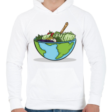 PRINTFASHION Saláta Föld - Férfi kapucnis pulóver - Fehér
