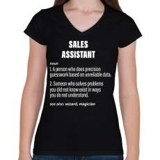 PRINTFASHION Sales assistant jelentése - Női V-nyakú póló - Fekete