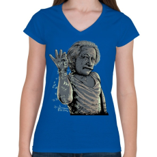 PRINTFASHION Salt Bae Einstein - Női V-nyakú póló - Királykék