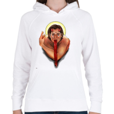 PRINTFASHION Sam - Női kapucnis pulóver - Fehér női pulóver, kardigán
