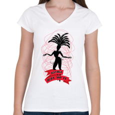 PRINTFASHION Samba  - Női V-nyakú póló - Fehér