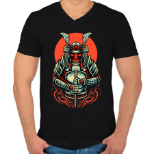 PRINTFASHION samurai - Férfi V-nyakú póló - Fekete férfi póló