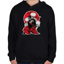 PRINTFASHION samurai - Gyerek kapucnis pulóver - Fekete gyerek pulóver, kardigán