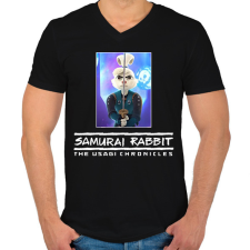 PRINTFASHION Samurai Rabbit: The Usagi Chronicles - Férfi V-nyakú póló - Fekete férfi póló