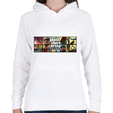 PRINTFASHION San Andreas - Női kapucnis pulóver - Fehér női pulóver, kardigán