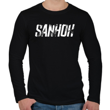 PRINTFASHION Sanhok - Fehér felirat - PUBG - Férfi hosszú ujjú póló - Fekete férfi póló