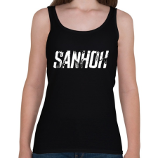 PRINTFASHION Sanhok - Fehér felirat - PUBG - Női atléta - Fekete női trikó