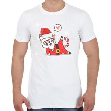 PRINTFASHION Santa Cat - Férfi póló - Fehér
