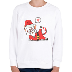 PRINTFASHION Santa Cat - Gyerek pulóver - Fehér