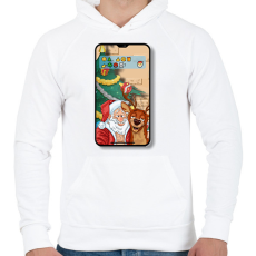 PRINTFASHION Santa Claus - Selfie - Férfi kapucnis pulóver - Fehér