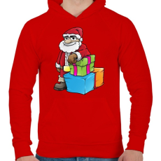 PRINTFASHION Santa - Férfi kapucnis pulóver - Piros