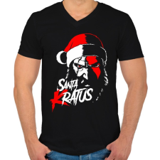 PRINTFASHION Santa Kratos - Férfi V-nyakú póló - Fekete férfi póló