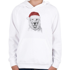 PRINTFASHION Santa lion - Gyerek kapucnis pulóver - Fehér gyerek pulóver, kardigán