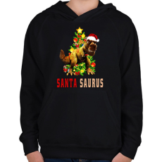 PRINTFASHION santa saurus - Gyerek kapucnis pulóver - Fekete