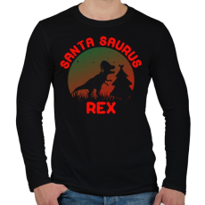 PRINTFASHION Santa Saurus Rex - Férfi hosszú ujjú póló - Fekete