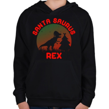 PRINTFASHION Santa Saurus Rex - Gyerek kapucnis pulóver - Fekete gyerek pulóver, kardigán