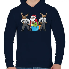 PRINTFASHION Santa Security - Férfi kapucnis pulóver - Sötétkék