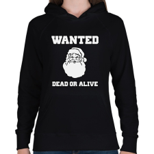 PRINTFASHION Santa Wanted - Női kapucnis pulóver - Fekete női pulóver, kardigán