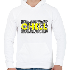 PRINTFASHION Sárga CHILL - Férfi kapucnis pulóver - Fehér férfi pulóver, kardigán