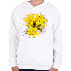 PRINTFASHION sárga lilom - Gyerek kapucnis pulóver - Fehér
