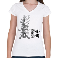 PRINTFASHION sárkány2 - Női V-nyakú póló - Fehér