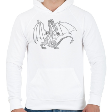 PRINTFASHION Sárkány  - Férfi kapucnis pulóver - Fehér férfi pulóver, kardigán