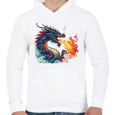 PRINTFASHION Sárkány - Férfi kapucnis pulóver - Fehér férfi pulóver, kardigán