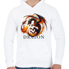 PRINTFASHION Sárkány - Férfi kapucnis pulóver - Fehér férfi pulóver, kardigán