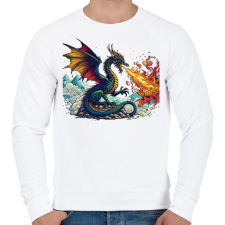 PRINTFASHION Sárkány - Férfi pulóver - Fehér férfi pulóver, kardigán