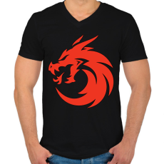 PRINTFASHION sárkány  - Férfi V-nyakú póló - Fekete