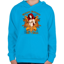 PRINTFASHION Sárkány - Gyerek kapucnis pulóver - Azúrkék gyerek pulóver, kardigán