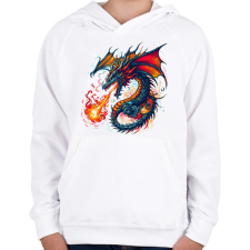 PRINTFASHION Sárkány - Gyerek kapucnis pulóver - Fehér gyerek pulóver, kardigán