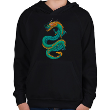 PRINTFASHION Sárkány  - Gyerek kapucnis pulóver - Fekete gyerek pulóver, kardigán