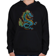 PRINTFASHION Sárkány  - Gyerek kapucnis pulóver - Fekete