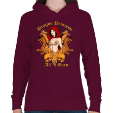 PRINTFASHION Sárkány - Női kapucnis pulóver - Bordó