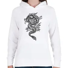 PRINTFASHION Sárkány  - Női kapucnis pulóver - Fehér női pulóver, kardigán