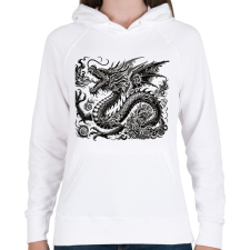 PRINTFASHION Sárkány - Női kapucnis pulóver - Fehér női pulóver, kardigán