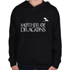 PRINTFASHION sárkányok anyja fehér - Gyerek kapucnis pulóver - Fekete