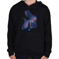 PRINTFASHION Sárkányok háza - Gyerek kapucnis pulóver - Fekete