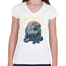 PRINTFASHION Sas 01 - American Eagle - Női V-nyakú póló - Fehér női póló
