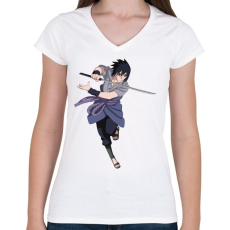 PRINTFASHION Sasuke - Női V-nyakú póló - Fehér