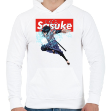 PRINTFASHION Sasuke Uchiha - Férfi kapucnis pulóver - Fehér férfi pulóver, kardigán
