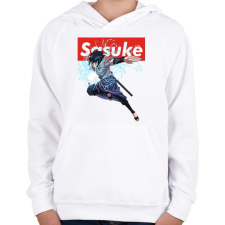 PRINTFASHION Sasuke Uchiha - Gyerek kapucnis pulóver - Fehér gyerek pulóver, kardigán