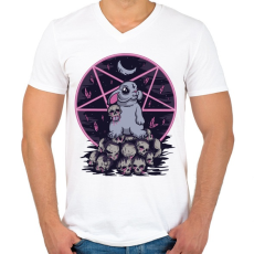 PRINTFASHION Sátánista nyúl - Férfi V-nyakú póló - Fehér
