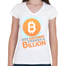 PRINTFASHION satoshi - Női V-nyakú póló - Fehér