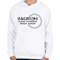 PRINTFASHION Sauron make Mordor great again! - Gyerek kapucnis pulóver - Fehér