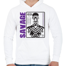 PRINTFASHION savage streetwear - Férfi kapucnis pulóver - Fehér férfi pulóver, kardigán