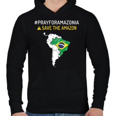 PRINTFASHION Save Amazonia - Férfi kapucnis pulóver - Fekete