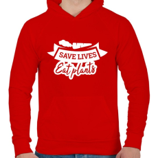 PRINTFASHION Save LIFE - Férfi kapucnis pulóver - Piros