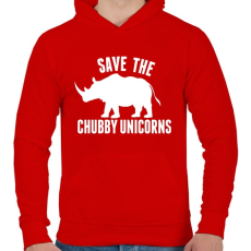 PRINTFASHION Save the Chubby Unicorns! - Férfi kapucnis pulóver - Piros